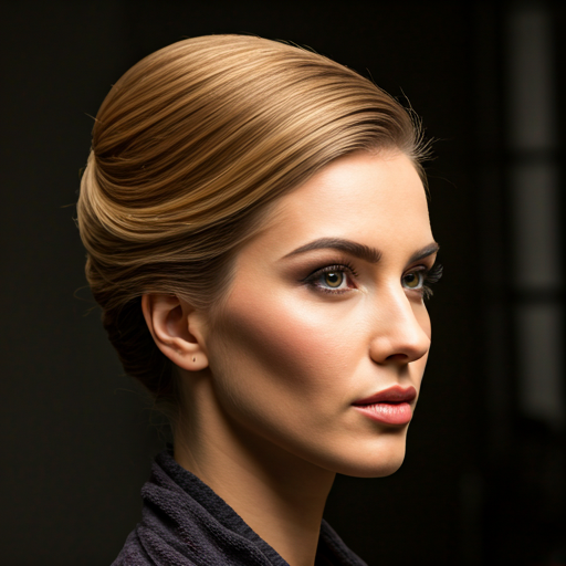 Elegante Dame mit luxuriöser Frisur im Friseursalon