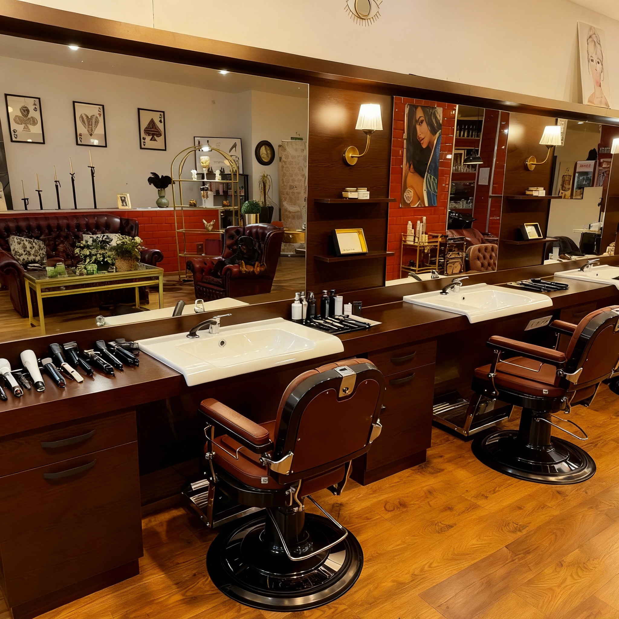 Detailansicht eines eleganten Behandlungsplatzes im Salon